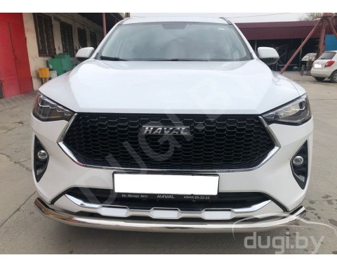 HAVAL F7X 2019-н.в. защита переднего бампера одинарная труба с подгибами d60 из нержавеющей стали